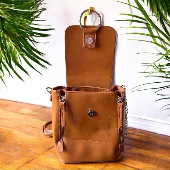 NWT Lulus Convertible Mini Backpack Purse – Tan Brown Faux Leather main image 9